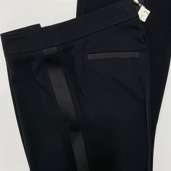 NWT Tuxedo Pant with side Satin Flared Leg w/sexy Side Slit by Trina Turk size 6 - Picture 2 of 11